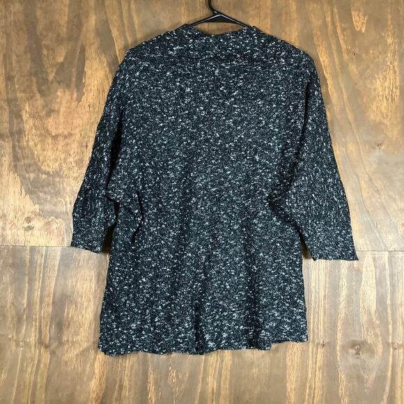 Christopher & Banks Womens Sweater Black White Snowflake 3/4 Sleeve Large - Picture 10 of 12